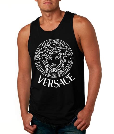 versace tank top mens|Versace logo stretch tank top.